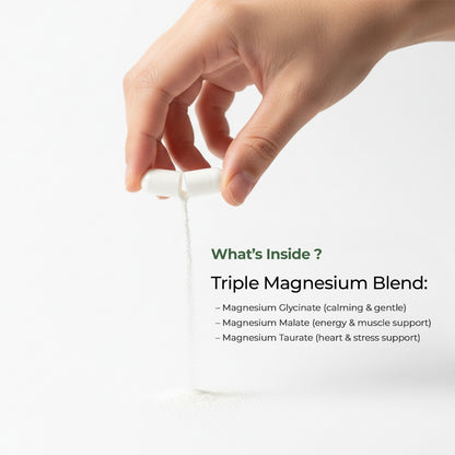 Triple Calm Magnesium – To support stress, anxiety, and sleepless nights in a natural way, helping you feel calm and grounded again.
